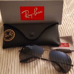 Ray-Ban Gunmetal & Blue Polarized Aviator Sunglasses